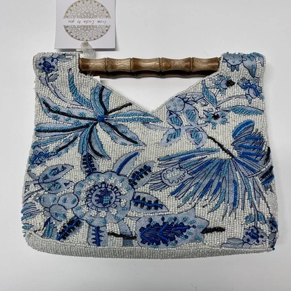 Blue Floral Beaded Bag NWT TikTok Instagram Viral - Picture 1 of 11